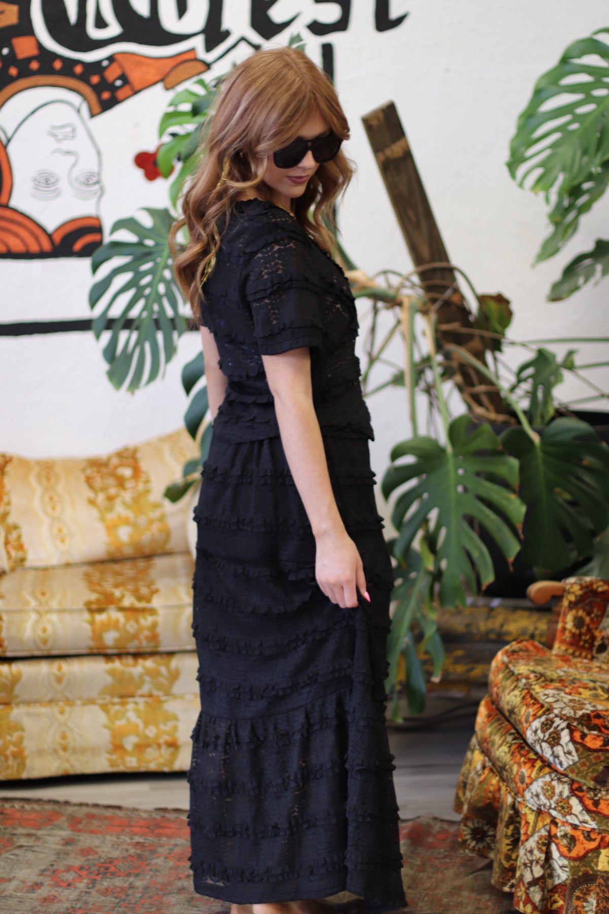 Black Prairie Grunge Midi Skirt