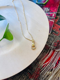 Drop Down Hand 18K GP Stainless Steel Necklace