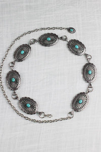 Silver & Faux Turq Concho Belt