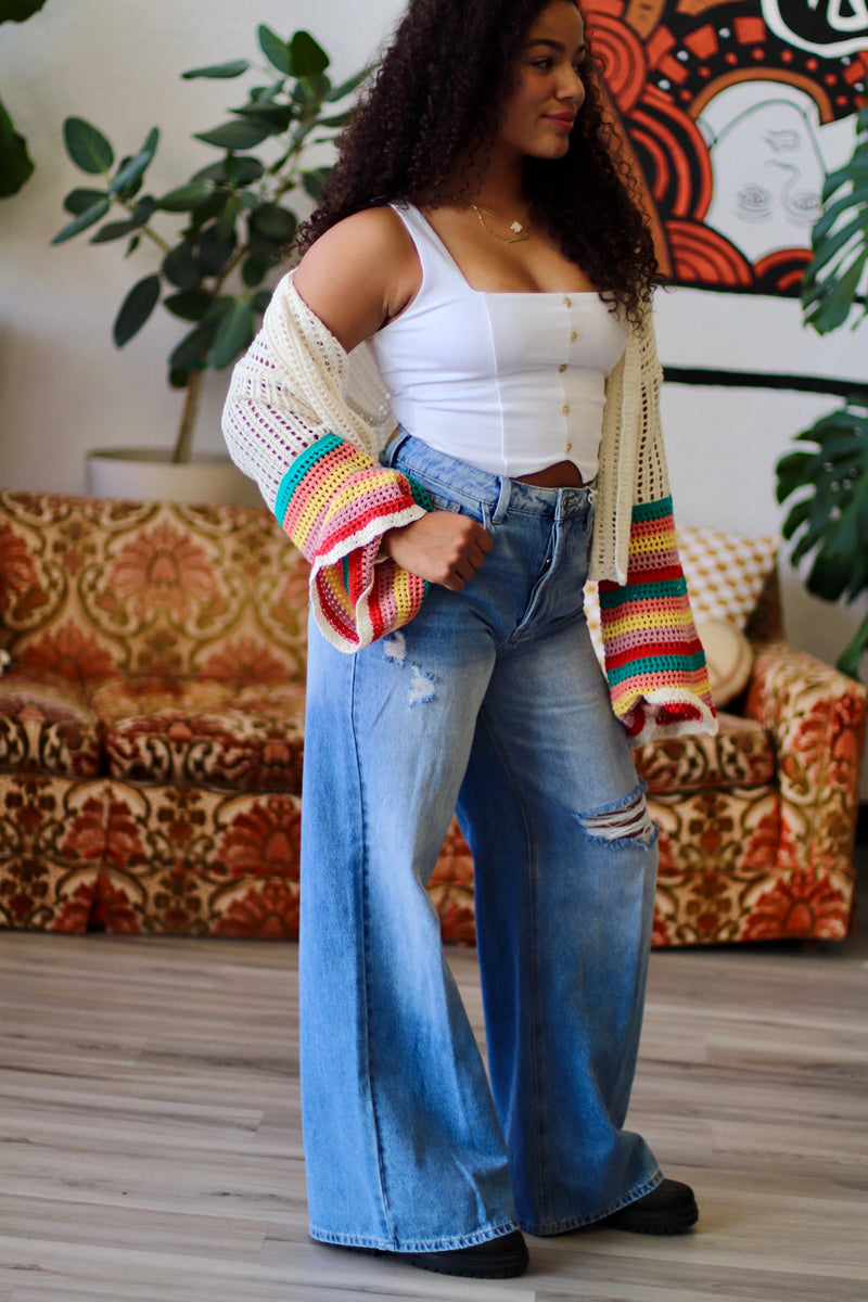 Cool Girl Wide Leg Distressed Jeans