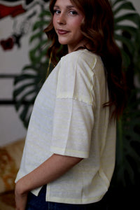 Lauren Yellow Striped Henley Tee