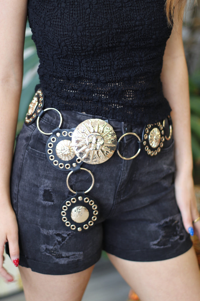 Gold Sun Concho Chunky Chain Belt