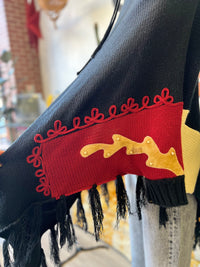 Vault Vintage | Black Fringe Poncho Large