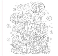 Mushrooms Adult Coloring Book