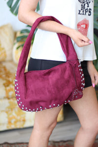Suede Stud Shoulder Bag + 2 Colors