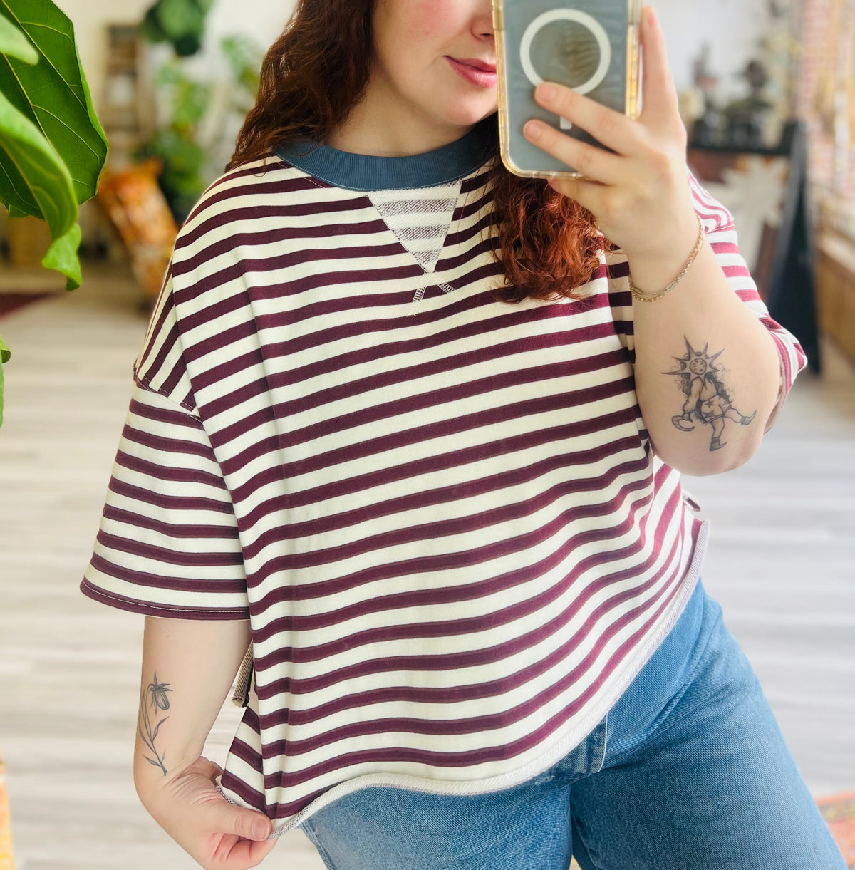 Curve + Burgundy Striped Tee