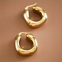 18K Gold Plated Waterproof Chunky Hoop Earrings