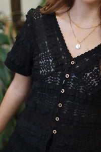 Prairie Grunge Black Lace Top