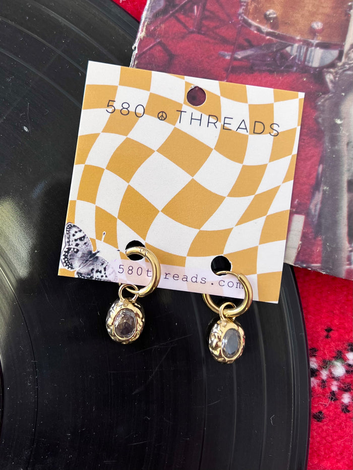 Clear Zircon Inlaid 18K Gold Plated Huggie Earrings