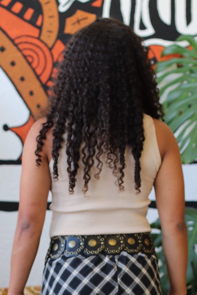 Sleeveless Crew Neck Tank + Beige