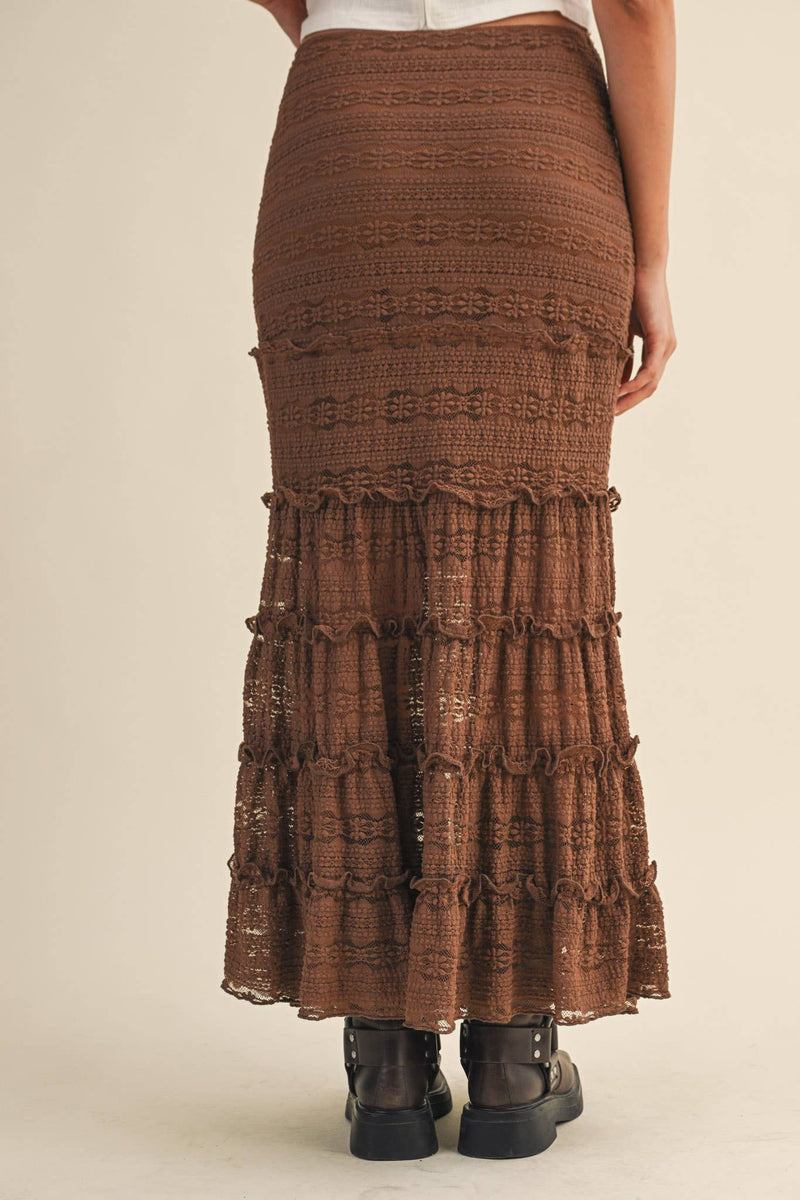 Melanie Mermaid Midi Skirt + Brown