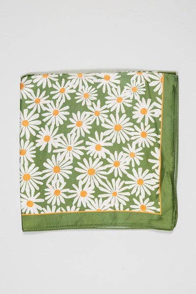 Daisy Bandana Scarf on Green
