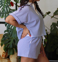 Conrad Striped Short Set + Blue