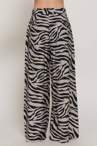 Zebra Print Wide Leg Pants