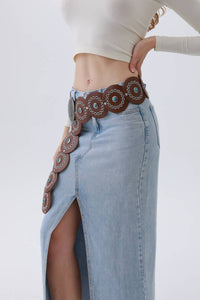 Western Turq Disc Belt + Brown