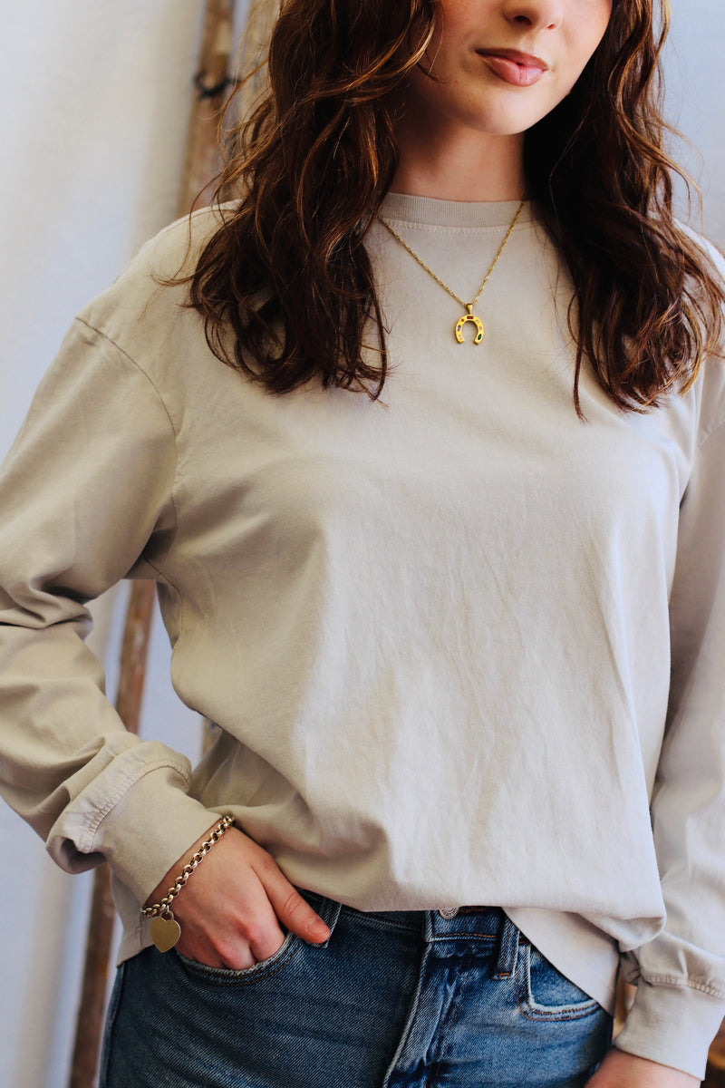 Basic Long Sleeve Top + Taupe