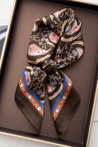 Brown Paisley Satin Square Scarf