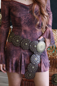 Brown Western Embellished Disc Belt