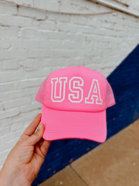 580 Trucker Hat +Hot Pink USA