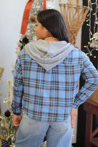 Cropped Plaid Hoodie + Blue | BF '25
