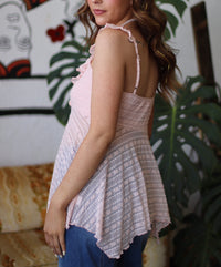 Ruffled Babydoll Flyaway Top Pink