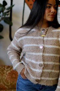 Cozy Striped Button Down Cardi