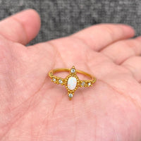 Inlaid CZ & Opal 18K Gold Plated Ring