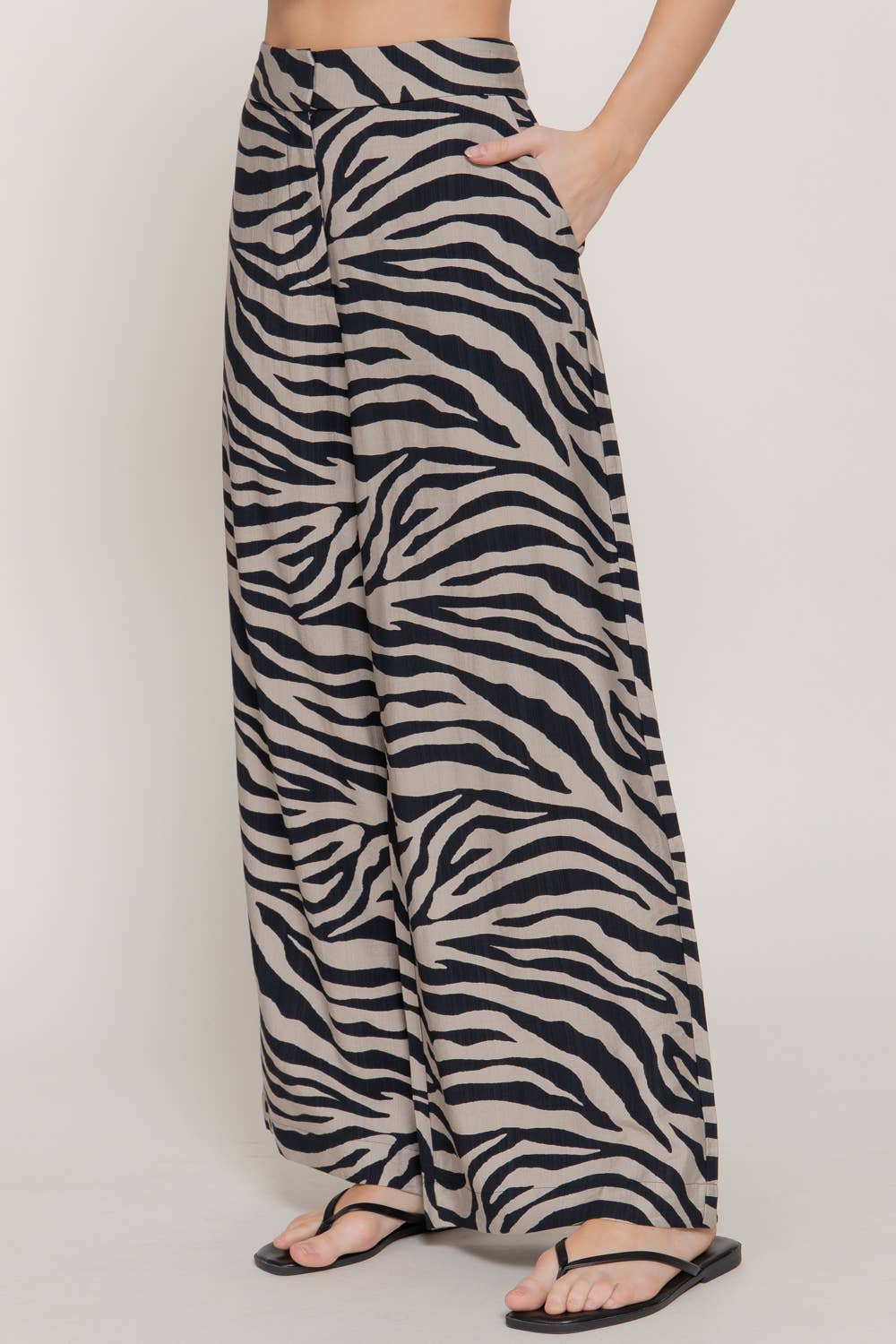 Zebra Print Wide Leg Pants