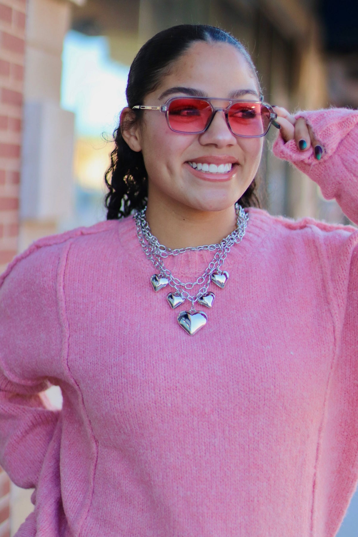 Pink Fuzzy Knit Sweater Top