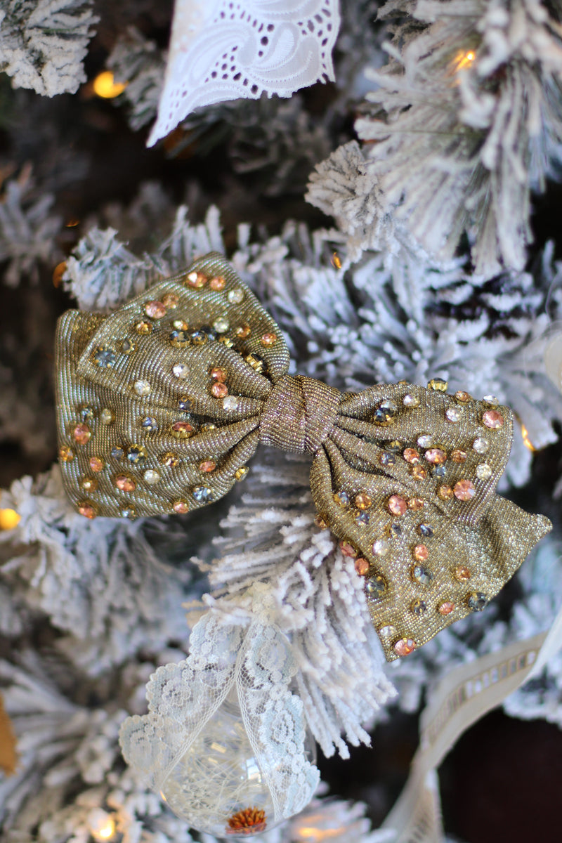 Metallic Rhinestone Bow