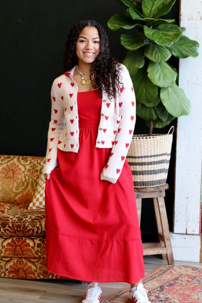 Love Is In The Air Red Midi Dress