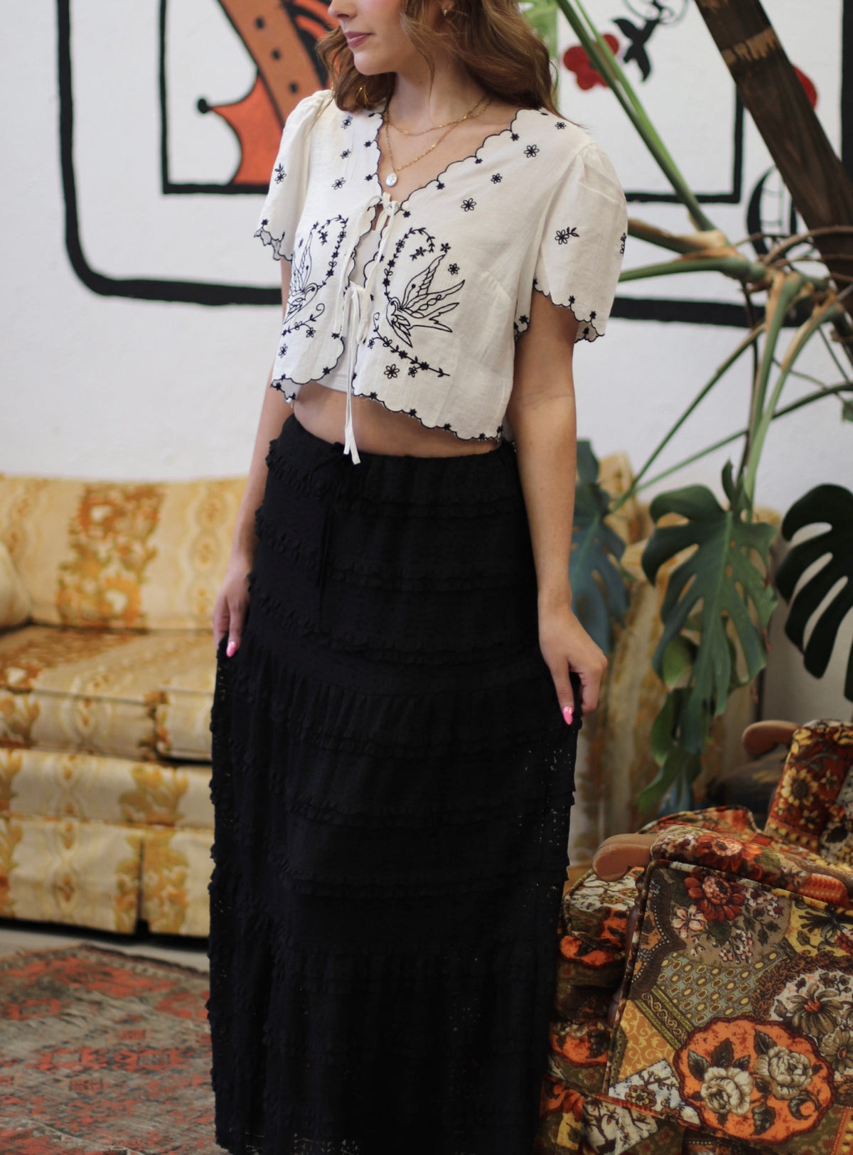 Free As A Bird Scallop Hem Top