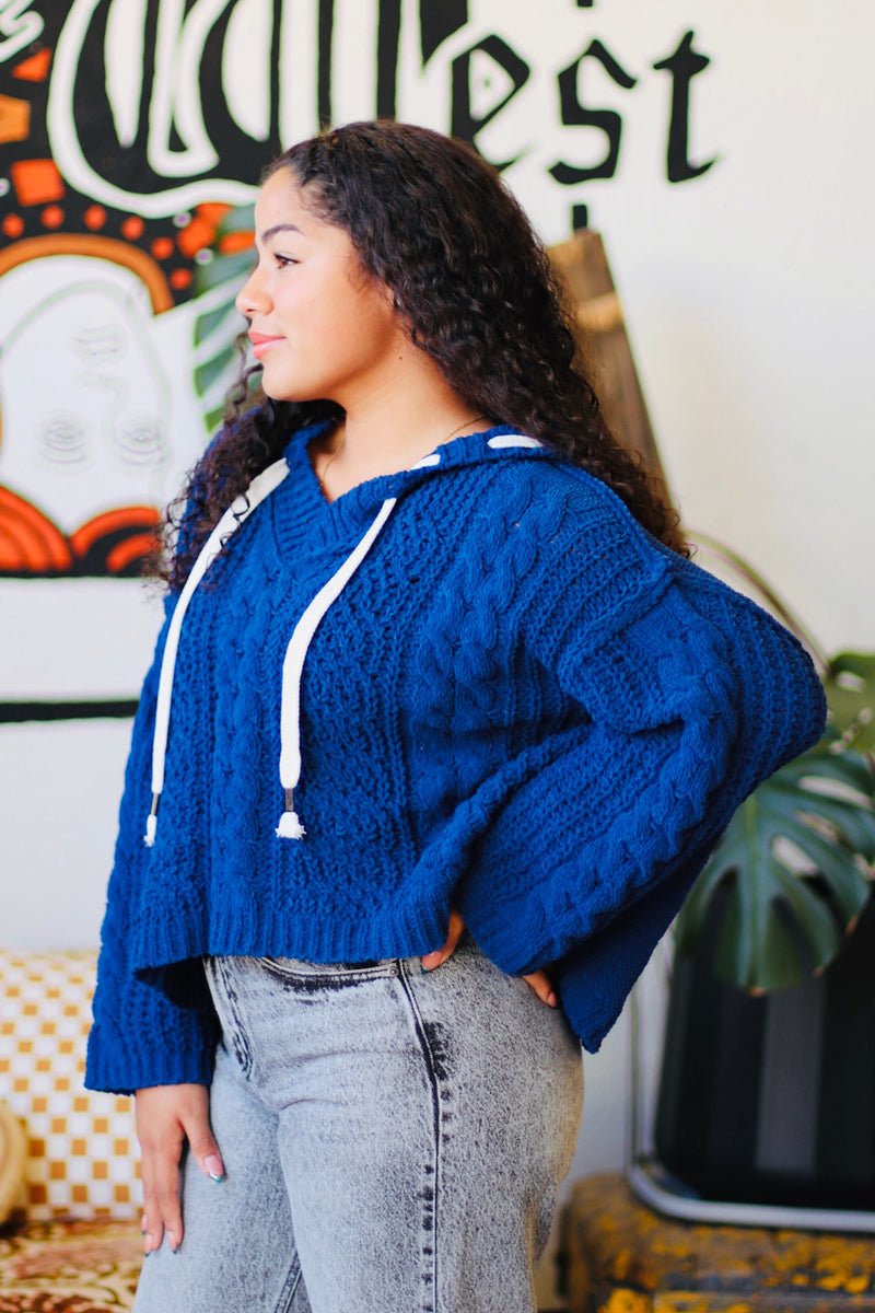 Soft Cable Knit Sweater + Navy