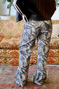 High-Rise Dark Camo Wide Leg Jeans