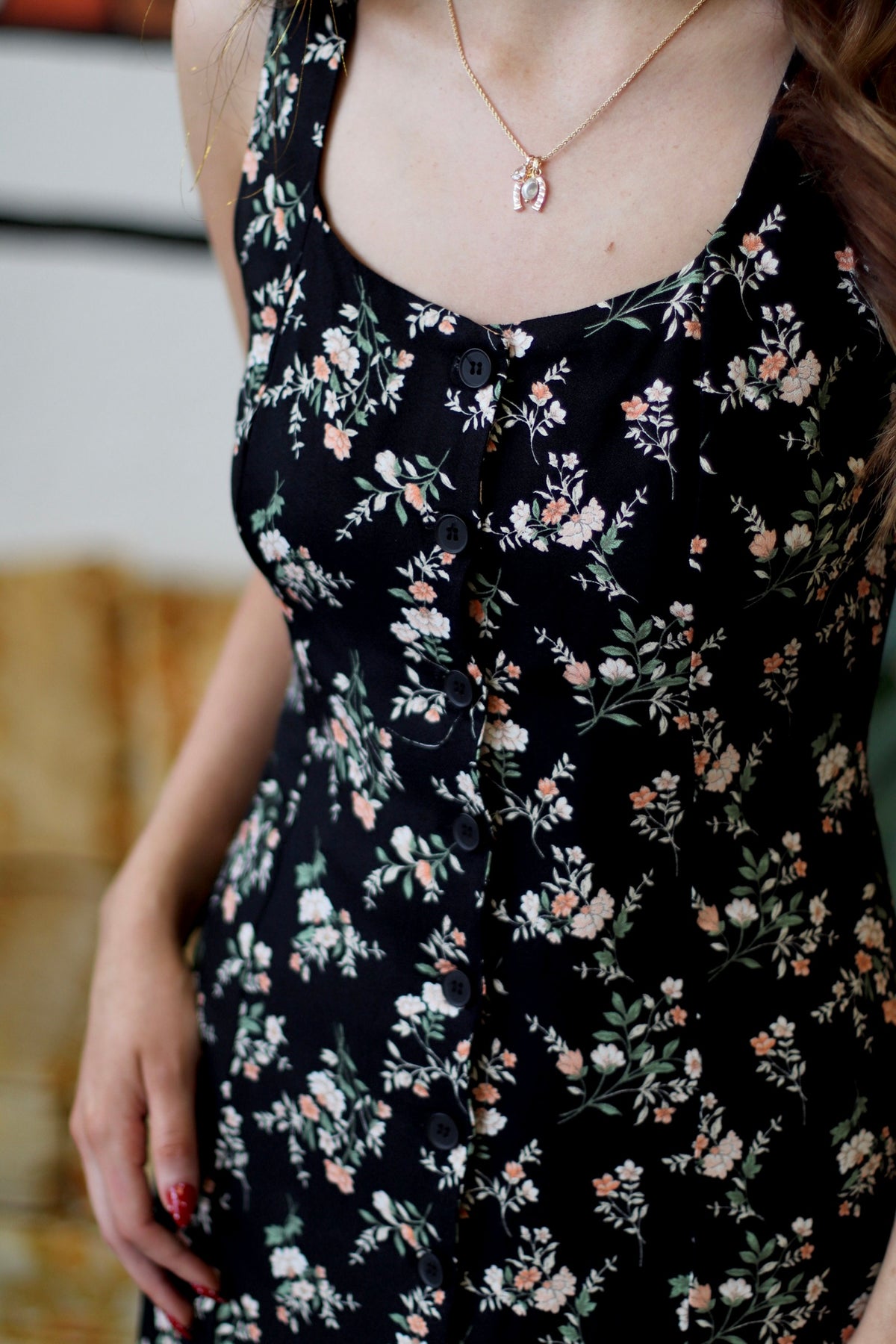 Gilly Black Floral Midi Dress