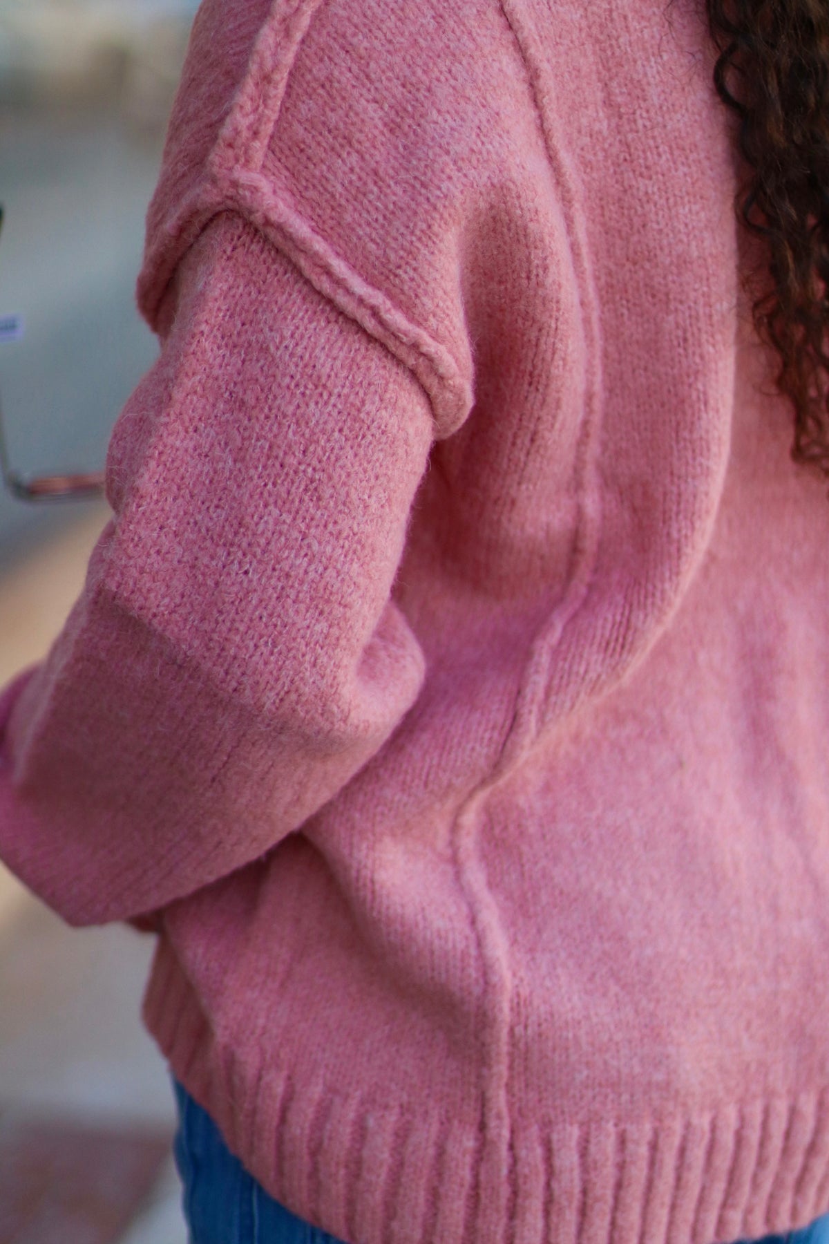 Pink Fuzzy Knit Sweater Top