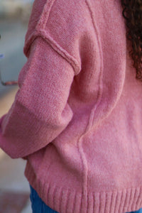 Pink Fuzzy Knit Sweater Top