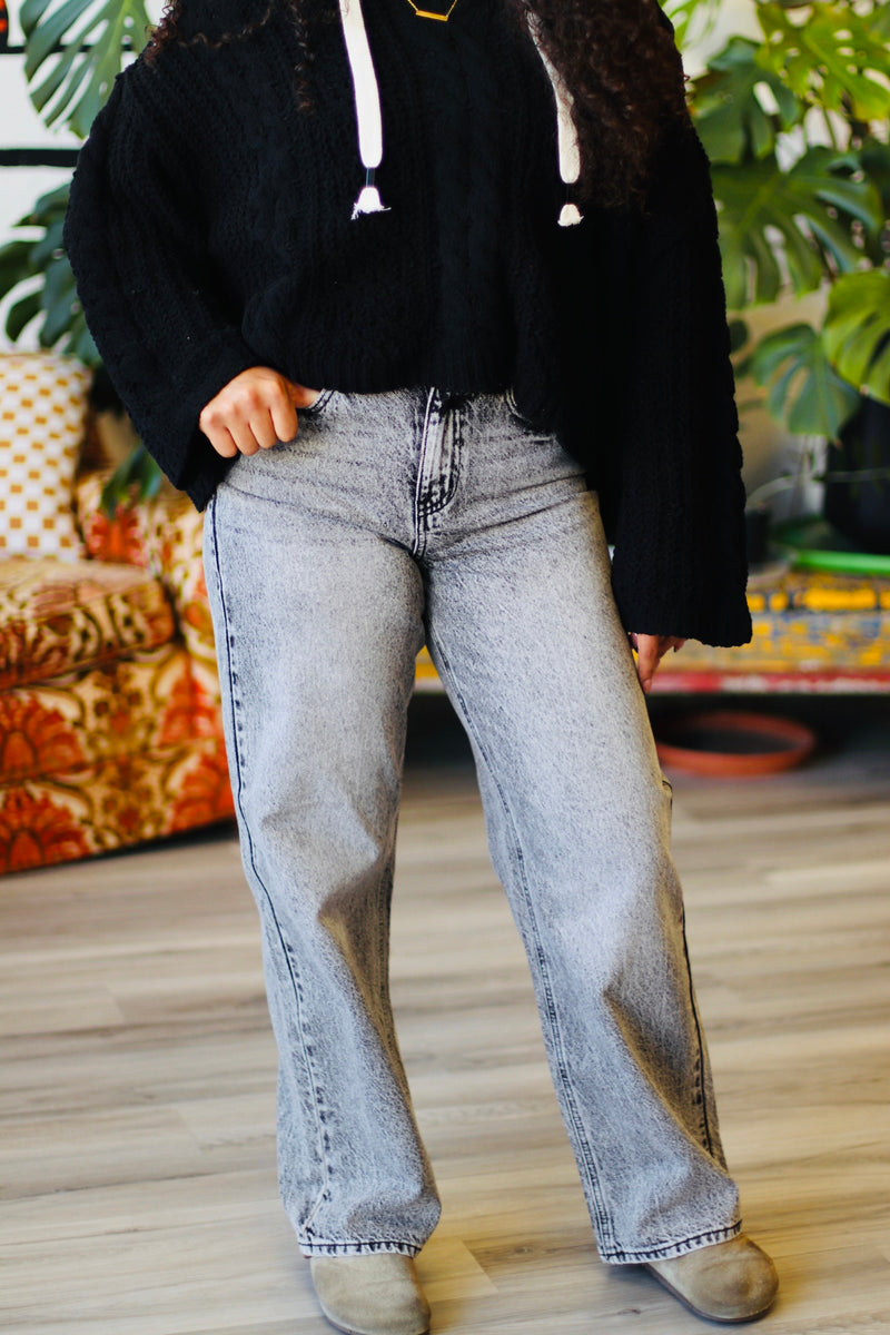 Grunge Wide Leg Grey Jeans