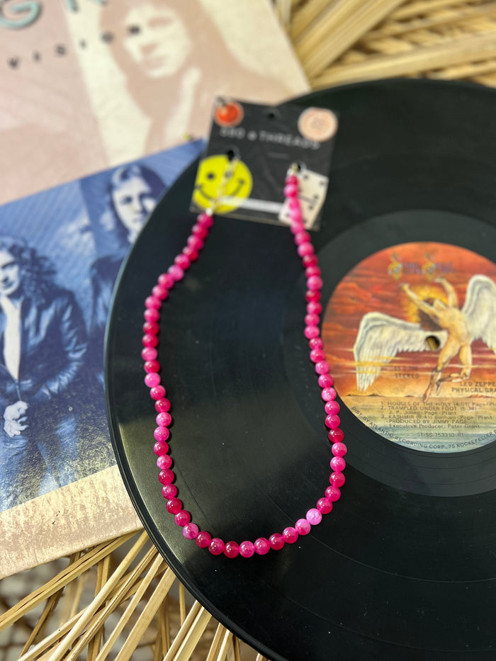 Pink Round Beaded Necklace