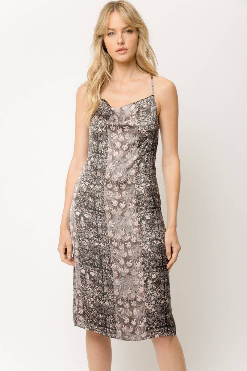 Mixed Floral Print Slip Dress