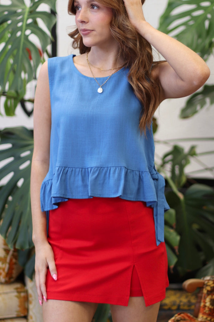 Bella Blue Ruffle Top
