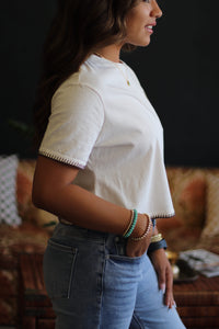 Palm Tree Embroidery Top