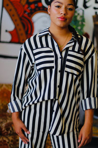 Its Showtime Striped Shirt & Pants Set