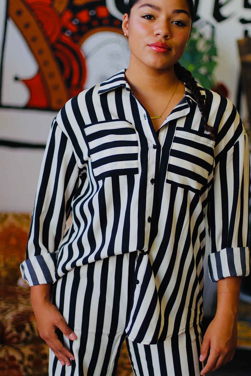Its Showtime Striped Shirt & Pants Set