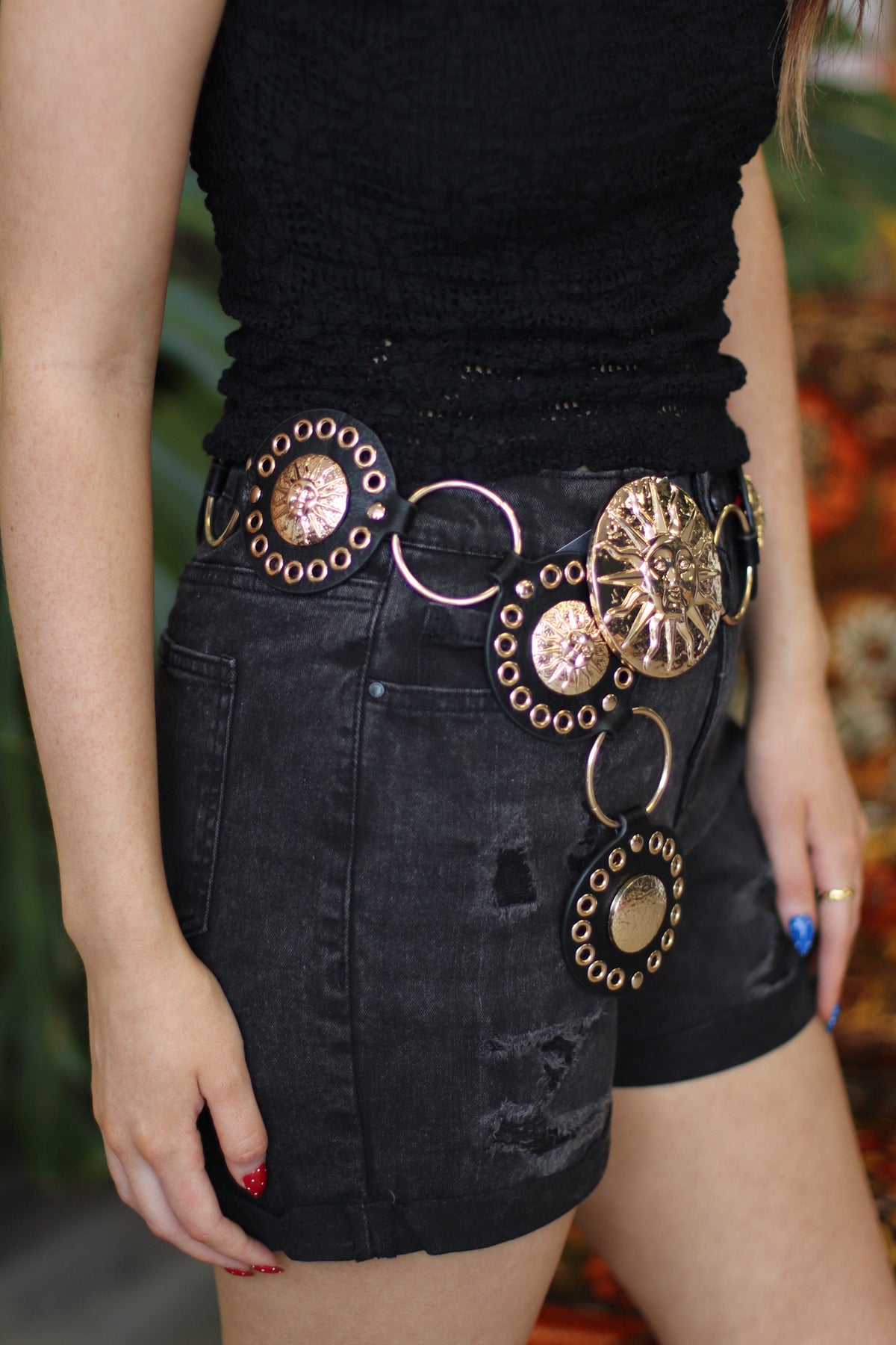 Gold Sun Concho Chunky Chain Belt