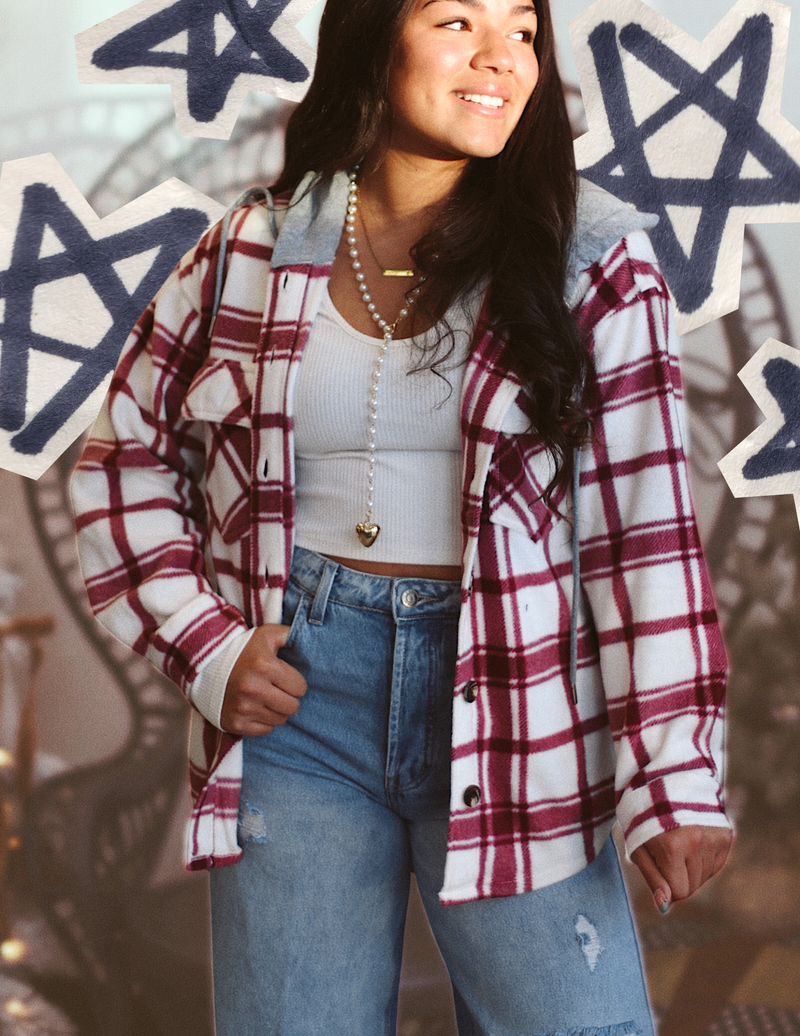 Plaid Hooded Shacket + Ivory/Wine | BF '25