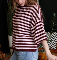 Makinly Burgundy Stripe Cardi
