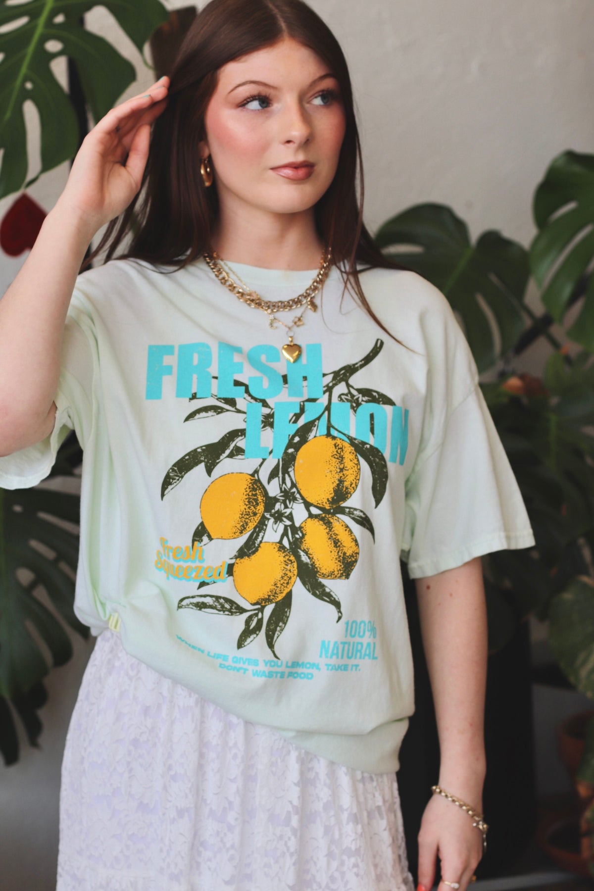 Lemon Graphic Tee in Mint