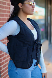 Printed Quilt Vest + Black & Leo