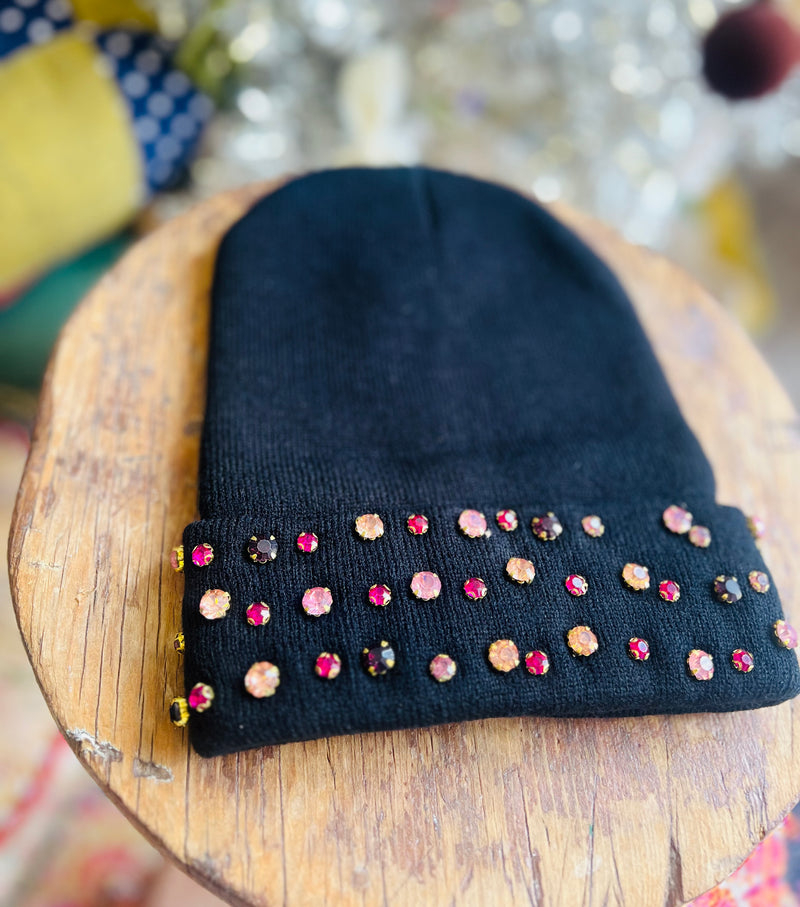 Black Jeweled Beanie + 3 styles